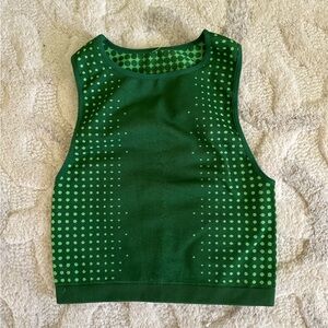FABLETICS GREEN STRETCHY CROPPED EXERCISE TANK